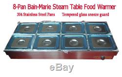 8-Pan Bain-Marie Buffet Steam Table Restaurant Food Warmer High-Quality 110V USA