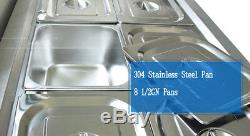 8-Pan Bain-Marie Buffet Steam Table Restaurant Food Warmer High-Quality 110V USA