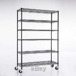 82x48x18 6 Tier Layer Wire Shelving Rack Heavy Duty Steel Shelf Adjustable
