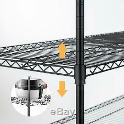 82x48x18 Adjustable Wire Shelf 4-Tier Shelving Rack Heavy Duty withWheels Black