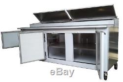 84 New US-Made Two half (2) Door Refrigerated Pizza Salad Prep Table Restaurant