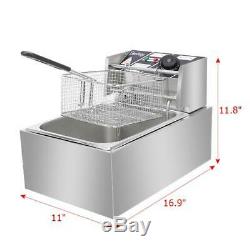 8L Commercial Electric Deep Fryer Countertop Basket French Fry Restaurant Home