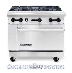 AMERICAN RANGE 36 5 BURNER COMMERCIAL NATURAL GAS OR PROPANE RANGE With OVEN AR-5