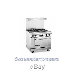 AMERICAN RANGE 36 6 BURNER COMMERCIAL NATURAL GAS OR PROPANE RANGE With OVEN AR-6