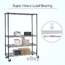 Adjustable 82x48x18 Heavy Duty 4 Tier Shelving Rack Steel Wire Metal Shelf