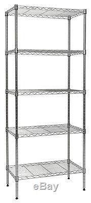 Apollo Hardware Chrome 5-shelf Nsf Wire Shelving Rack With Wheels, 14x24x60