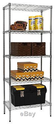 Apollo Hardware Chrome 5-shelf Nsf Wire Shelving Rack With Wheels, 14x24x60