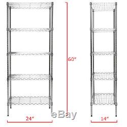 Apollo Hardware Chrome 5-shelf Nsf Wire Shelving Rack With Wheels, 14x24x60