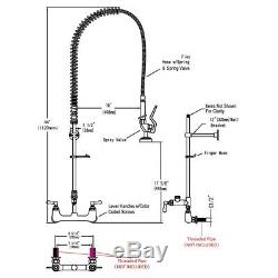 Aquaterior CUPC NSF Commercial Wall Mount Pull Out Pre-Rinse 12 Add-On Faucet
