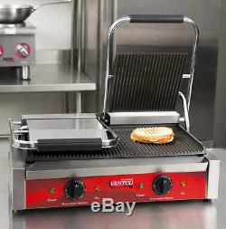 Avantco P84 Grooved Double Commercial Panini Sandwich Press Grill Restaurant