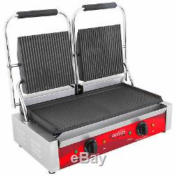 Avantco P84 Grooved Double Commercial Panini Sandwich Press Grill Restaurant