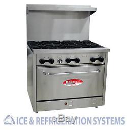 Bakemax Commercial 36 6 Burner Natural Gas / Propane Range Stove With Oven BAS36O