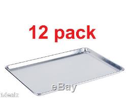 Baking Sheet Pans 18 x 26 Full Size Aluminum Bun Pan Set of 12 Wire in Rim
