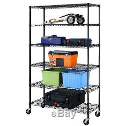 Black 72x48x18 Wire Metal Shelving Rack 6 Tier Adjustable Commercial Shelf 86