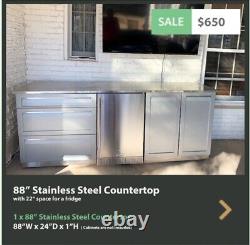 Brand New 4Life Outdoor 88-Inch 88X24x1 304 Stainless Kitchen Countertop