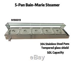 Brand New 5-Pan Bain-Marie Buffet Steamer Countertop Food Warmer Steam Table US