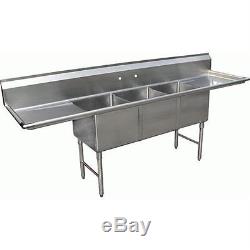 California Cooking 3 Compartment Commercial Kitchen Sink With 2 Drainboards