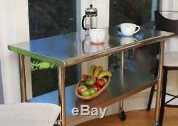 Cart Stainless Steel Table Rolling Prep Kitchen Island Commercial Locking Wheel