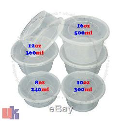 Clear Plastic Quality Containers Round Tubs with Lids Microwave Food Safe Takeaway