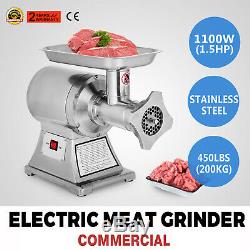 Commercial 1.5HP Electric Meat Grinder 1100W Stainless Steel Meat Mincer
