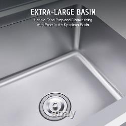 Commercial 1 Compartment Stainless Steel Rectangular Utility Prep Sink Kit USA