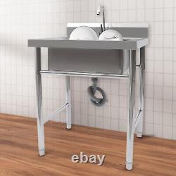 Commercial 1 Compartment Utility Prep Sink Stainless Steel Kitchen Sink Bowl