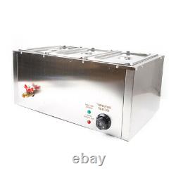 Commercial 3-Pan Bain Marie Buffet Steamer Countertop Food Warmer Steam Table US