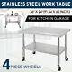 Commercial 36x24stainless Steel Work Prep Table With 4 Wheels Kitchen
