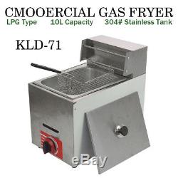 Commercial Countertop Gas Fryer Deep Fryer Propane(LPG) 1 Basket Stainless Steel