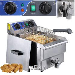 Commercial Electric 11.7L Deep Fryer with Timer Drain Stainless Steel French Fry