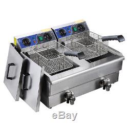 Commercial Electric 20L Deep Fryer Timer Stainless Steel Restaurant Kitchen