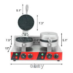 Commercial Electric Double Waffle Maker Non-Stick Waffle Bake Maker Dual Rotary