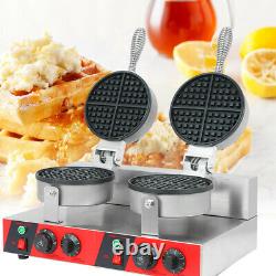 Commercial Electric Double Waffle Maker Non-Stick Waffle Bake Maker Dual Rotary