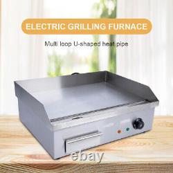 Commercial Electric Grill Griddle Flat Top Grill 1600W Hot Plate BBQ Countertop