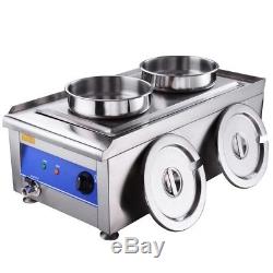 Commercial Food Warmer Portable Steam Table Countertop 2 Pots Soup Station