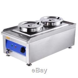 Commercial Food Warmer Portable Steam Table Countertop 2 Pots Soup Station