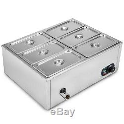 Commercial Food Warmer Portable Steam Table Countertop 6 Pots Soup Station