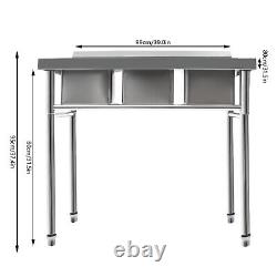 Commercial Kitchen Bar Sink 3 Compartment Stainless Steel Laundry Sink With Drains