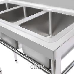 Commercial Kitchen Bar Sink 3 Compartment Stainless Steel Laundry Sink With Drains