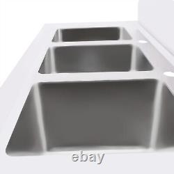 Commercial Kitchen Bar Sink 3 Compartment Stainless Steel Laundry Sink With Drains