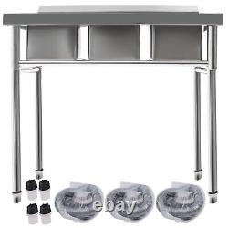 Commercial Kitchen Bar Sink 3 Compartment Stainless Steel Laundry Sink With Drains