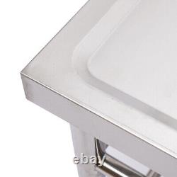 Commercial Kitchen Prep Utility Sink with Drainboard+Compartment Stainless Steel