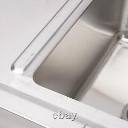 Commercial Kitchen Prep Utility Sink with Drainboard+Compartment Stainless Steel