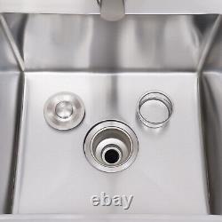 Commercial Kitchen Sink Freestanding Stainless Steel Single Bowl with Drainboard