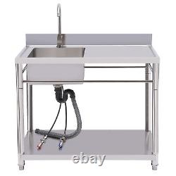 Commercial Kitchen Sink Prep Table 1 Compartment Utility Sink Stainless Steel