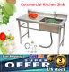 Commercial Kitchen Sink Prep Table +faucet Stainless Steel Single Compartment