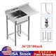 Commercial Kitchen Sink Prep Table Stainless Steel Washbasin 1 Compartment