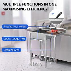 Commercial Kitchen Sink Prep Table Stainless Steel Washbasin 1 Compartment