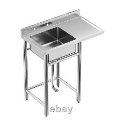 Commercial Kitchen Sink Prep Table Stainless Steel Washbasin 1 Compartment