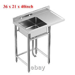 Commercial Kitchen Sink Prep Table Stainless Steel Washbasin 1 Compartment